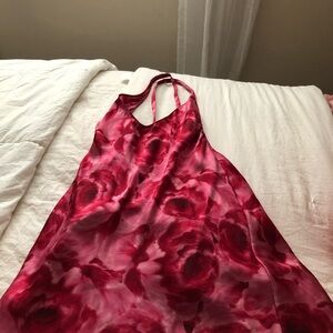 Victoria's Secret Red Floral 100% Silk sleep gown